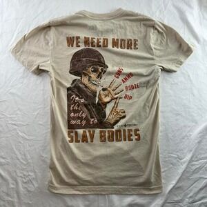 Zero Foxtrot Cream Skeleton Men's Shirt Sz S Military Grunge